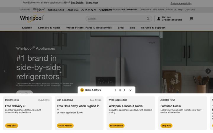 Captura de ecrã de whirlpool.com