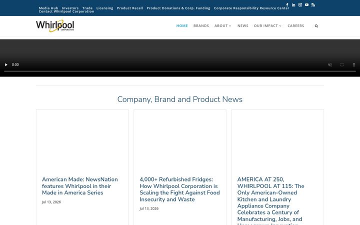 Screenshot of whirlpoolcorp.com