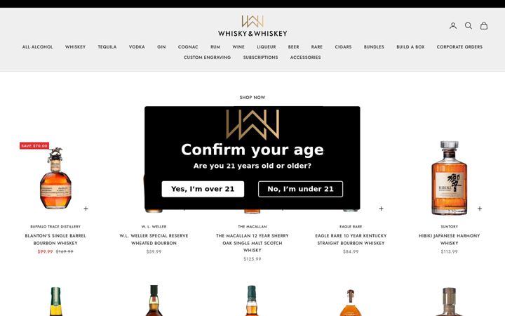 Screenshot stránky whiskyandwhiskey.com