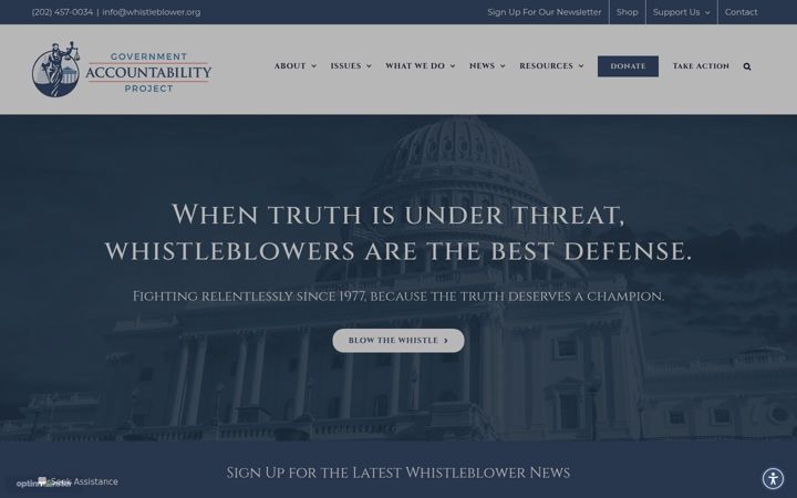 Screenshot of whistleblower.org