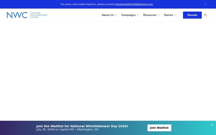 Screenshot of whistleblowers.org
