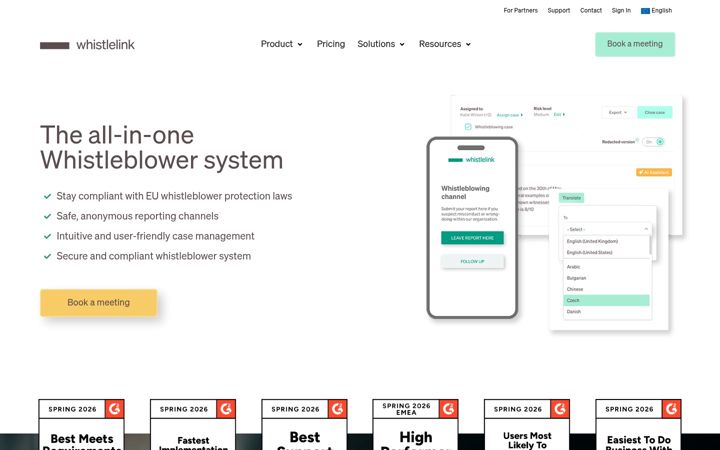 Screenshot ta' whistlelink.com