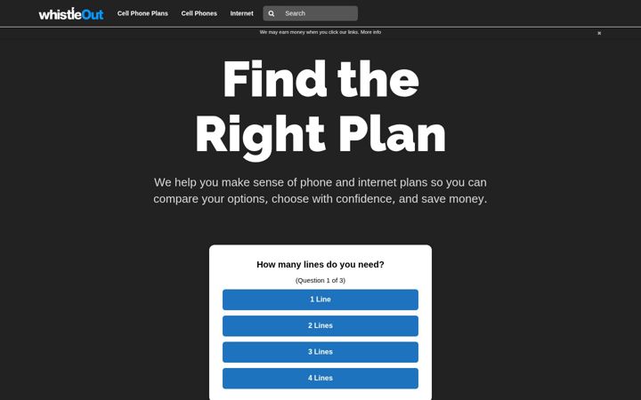 Screenshot of whistleout.com