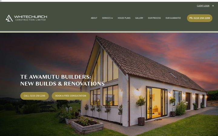 Skærmbillede af whitechurchconstruction.co.nz