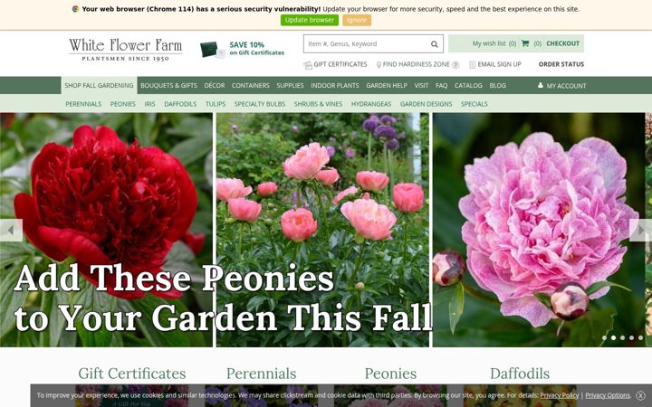 Screenshot of whiteflowerfarm.com