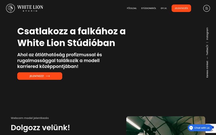 Screenshot stránky whitelionstudio.hu