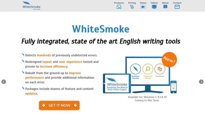 Kuvakaappaus sivustosta whitesmoke.com