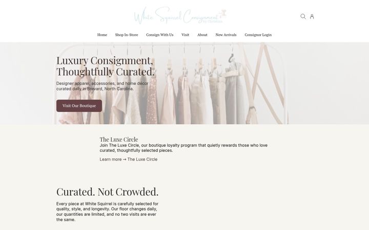Screenshot of whitesquirrelconsignment.com