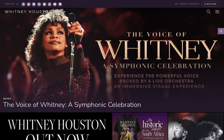 Skærmbillede af whitneyhouston.com