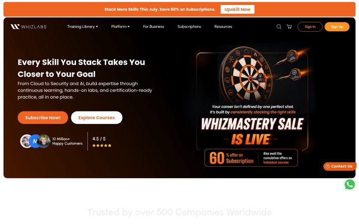 Screenshot of whizlabs.com