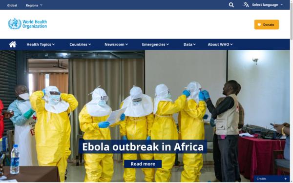 Screenshot of who.int