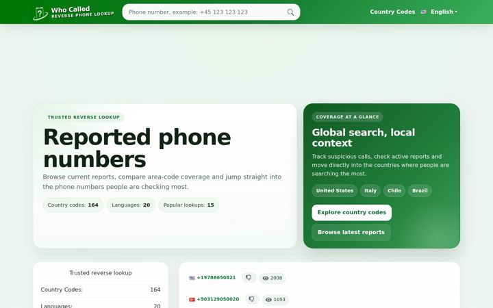 Screenshot of whocalled.today