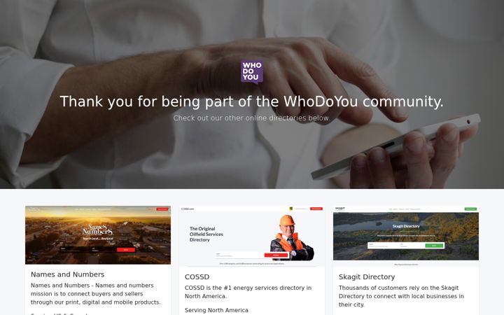 Screenshot of whodoyou.com