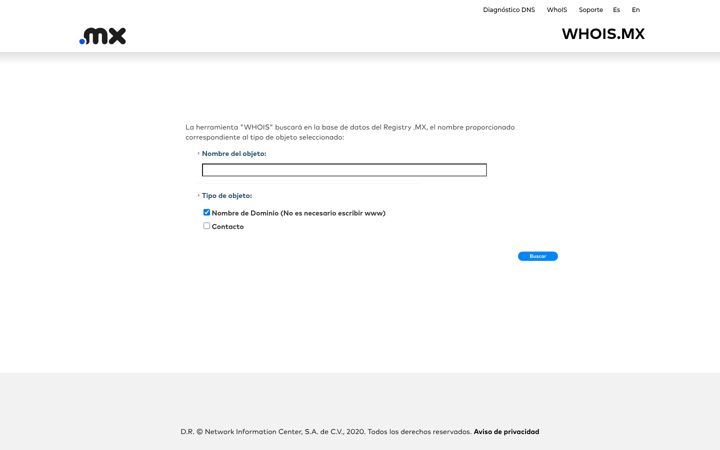 Screenshot von whois.mx