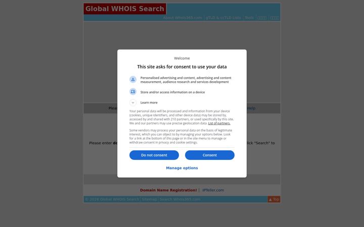 Screenshot ta' whois365.com