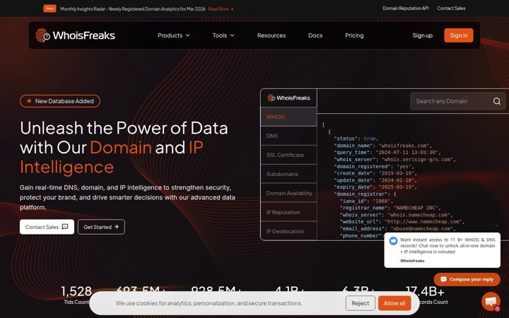 Screenshot of whoisfreaks.com