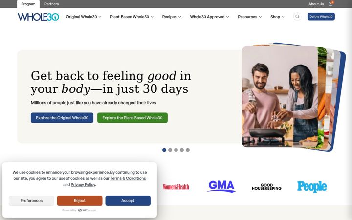 Screenshot of whole30.com