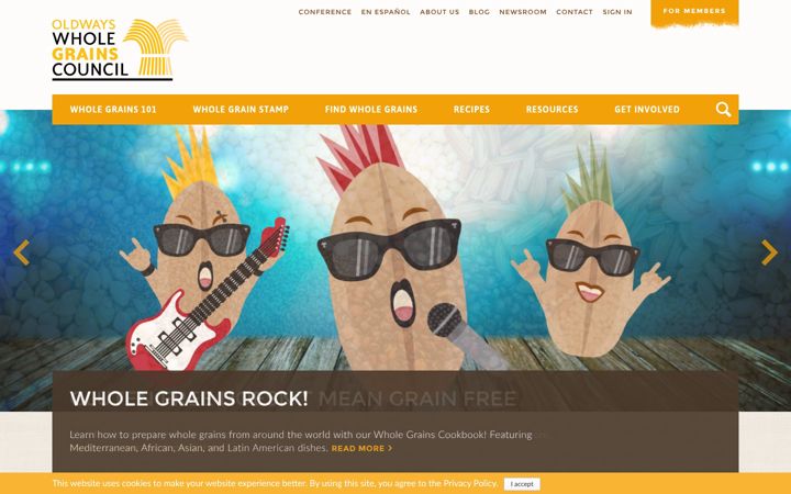 Screenshot of wholegrainscouncil.org
