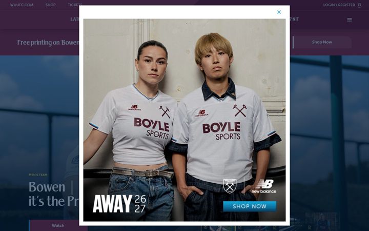 Screenshot di whufc.com