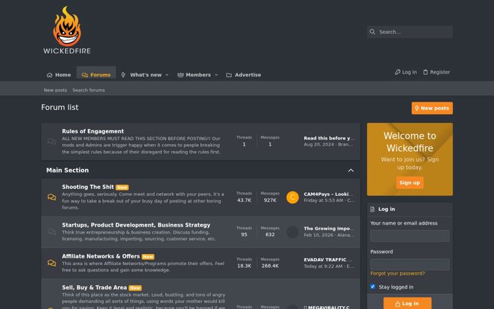 Screenshot of wickedfire.com