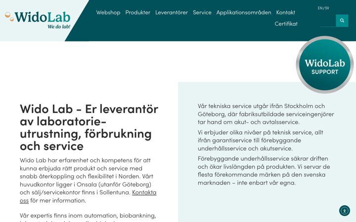 Skärmbild av widolab.se