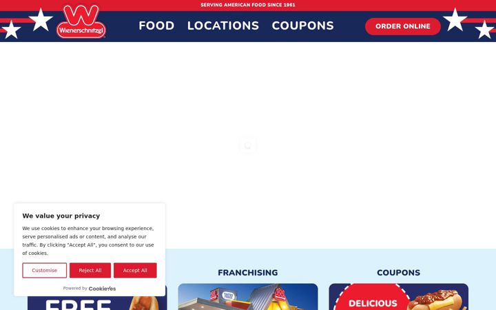Screenshot of wienerschnitzel.com
