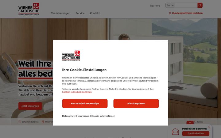 Екранна снимка на wienerstaedtische.at