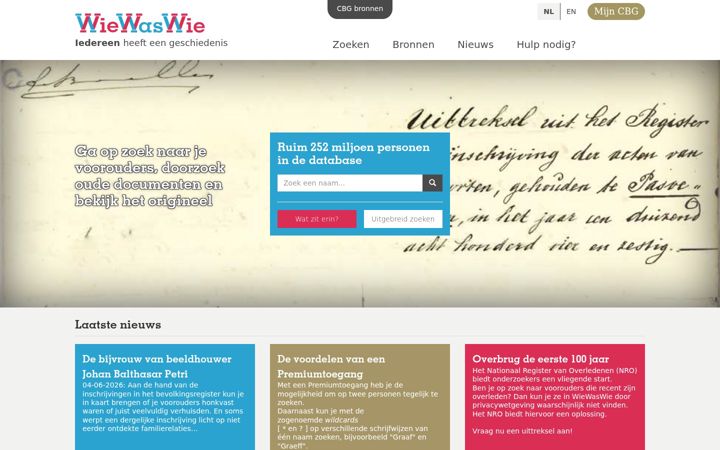 Screenshot of wiewaswie.nl