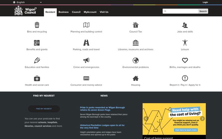 Screenshot of wigan.gov.uk