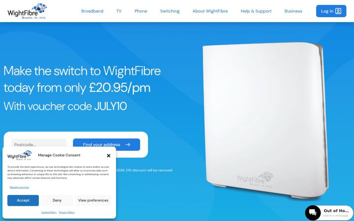 Snímek obrazovky wightfibre.com