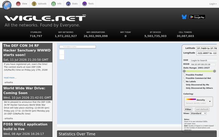 Screenshot of wigle.net