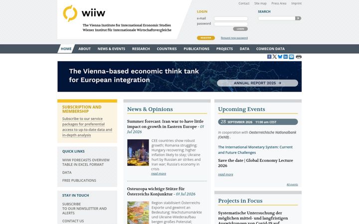 Screenshot of wiiw.ac.at
