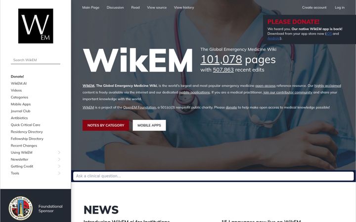 Screenshot of wikem.org