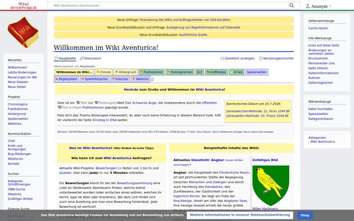 Screenshot of wiki-aventurica.de