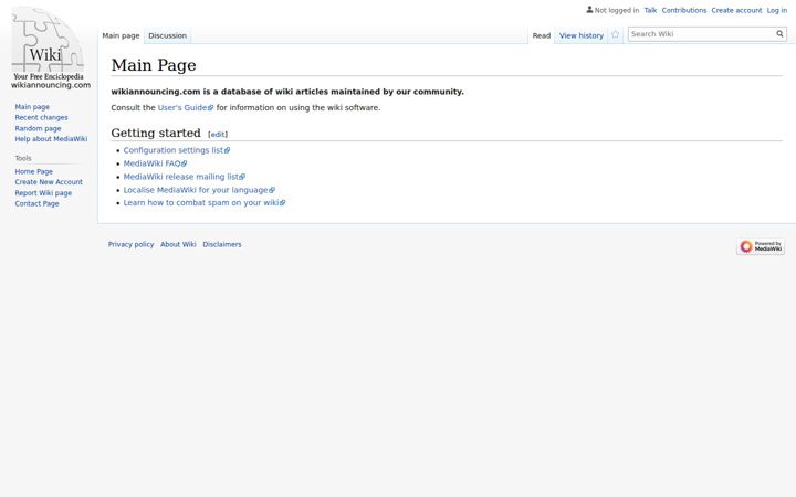 Screenshot of wikiannouncing.com