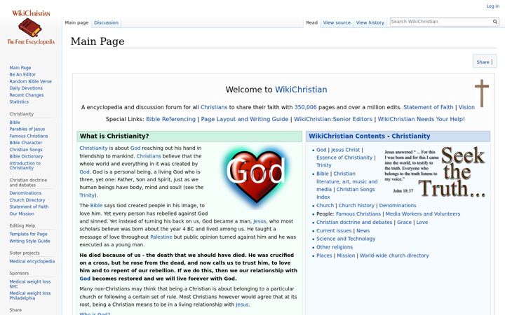 Screenshot of wikichristian.org