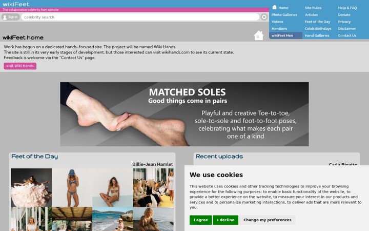 Screenshot stránky wikifeet.com