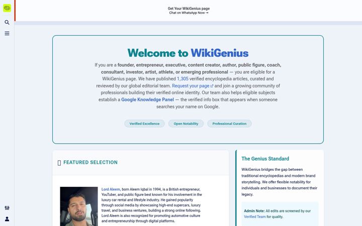 Screenshot of wikigenius.org
