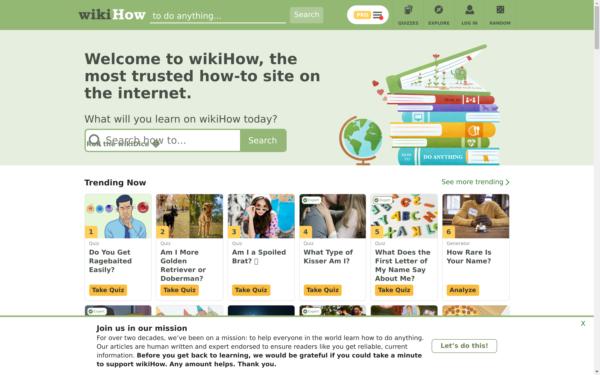 Screenshot of wikihow.com