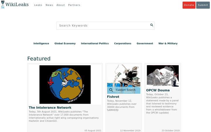 Screenshot of wikileaks.ch