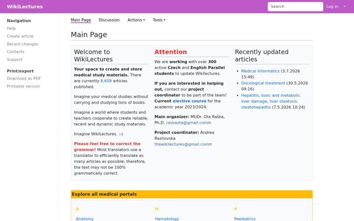 Screenshot of wikilectures.eu