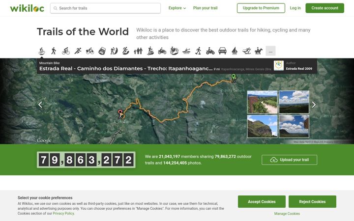 Zrzut ekranu wikiloc.com