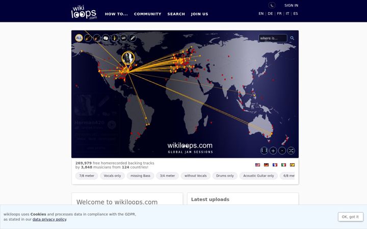 Screenshot of wikiloops.com