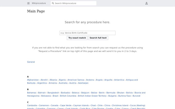 Screenshot van wikiprocedure.com