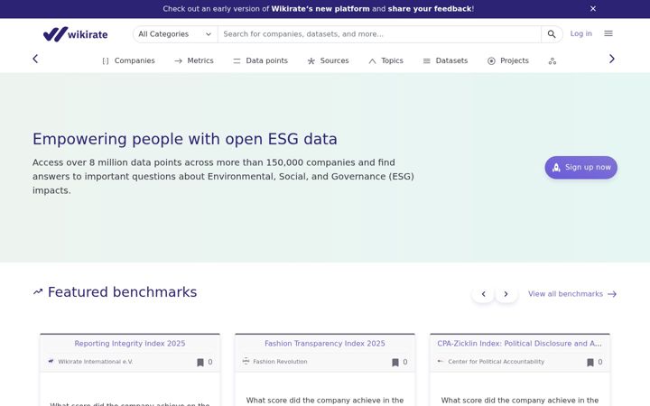 Screenshot of wikirate.org
