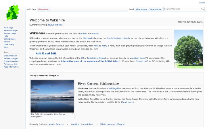 Snímek obrazovky wikishire.co.uk