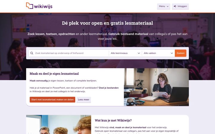 Screenshot of wikiwijs.nl