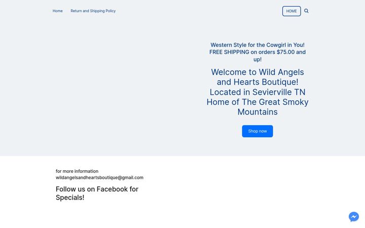 Screenshot of wildangelsandheartsboutique.com