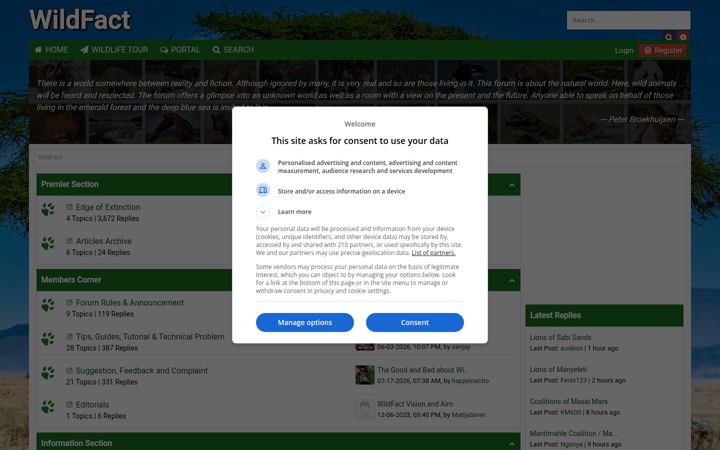 Screenshot of wildfact.com