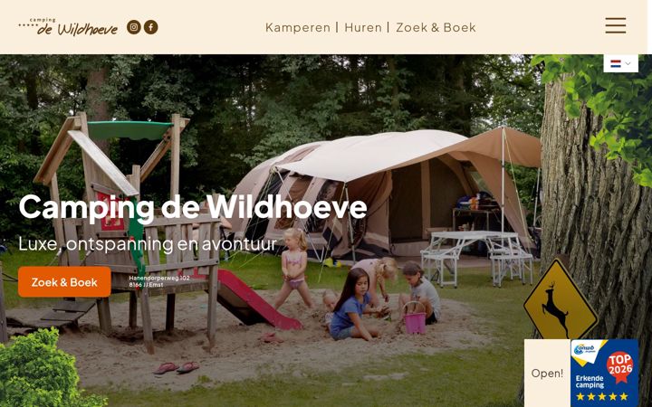 Skärmbild av wildhoeve.nl